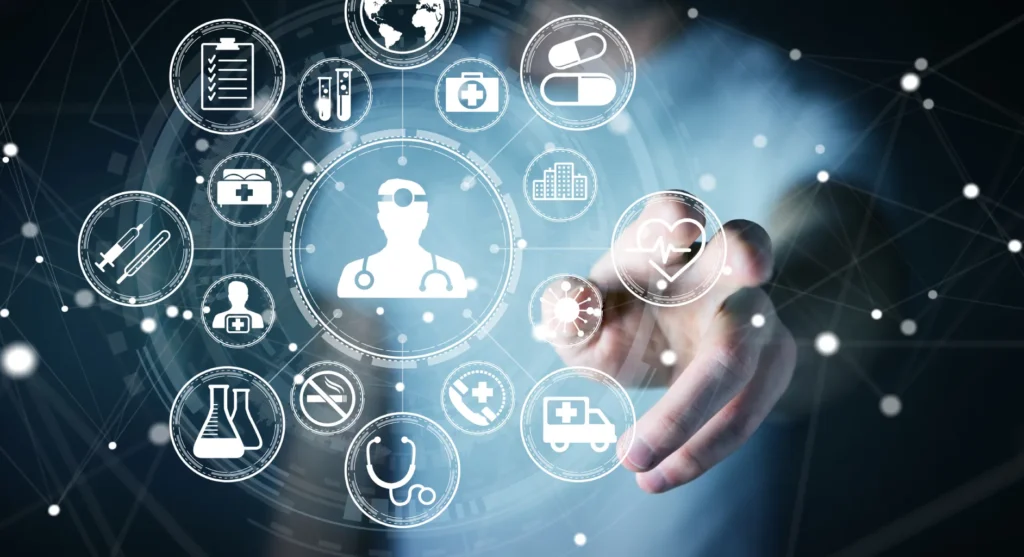Health insurance network coverage icons showing in-network vs out-of-network provider connections